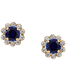 Lab-Created Opal (5/8 ct. tw.) & Lab-Created White Sapphire (5/8 ct. t.w.) Halo Stud Earrings in 14k Gold (Also in Lab-Created Blue Sapphire)