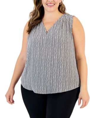 Kasper - Plus Size Printed Sleeveless Camisole Blouse
