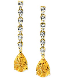 Citrine (3-1/5 ct. t.w.) & White Topaz (1 ct.t.w.) Linear Drop Earrings in 14k Gold-Plated Sterling Silver