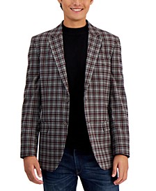 Men's Modern-Fit Plaid Herringbone Tweed Sport Coat 