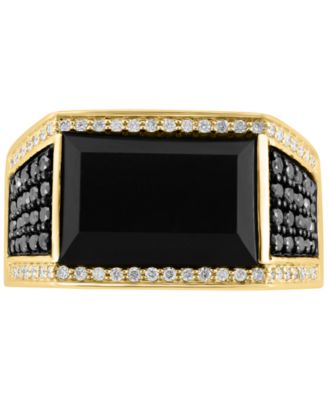 EFFY&reg; Men's Onyx & Diamond (3/4 ct. t.w.) Ring in 14k Gold