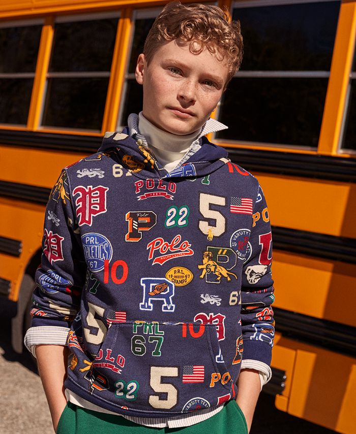 Polo Ralph Lauren Big Boys LettermanPrint Fleece Hoodie Sweatshirt Macy's