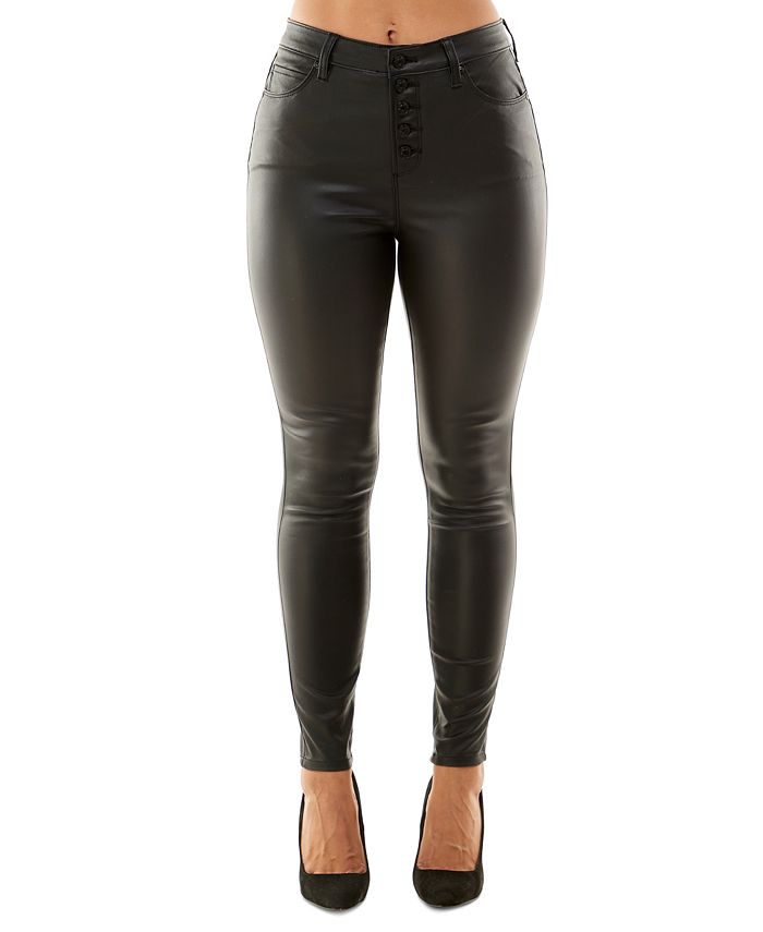 Topshop Curve faux leather skinny pants in chocolate