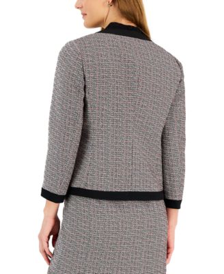 Kasper Petite Framed Metallic-Flecked Tweed Open-Front Jacket