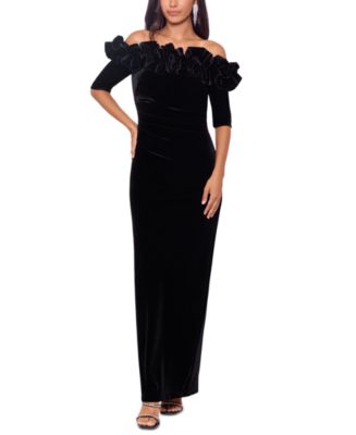 XSCAPE Women's Velvet Ruffled Gown - Macy's