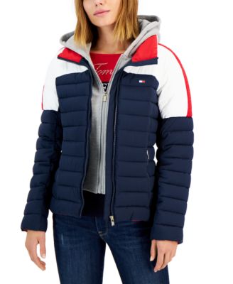 Tommy Hilfiger - Women's Hooded Colorblocked Coat