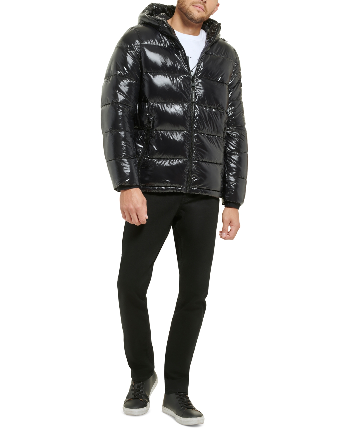 Calvin Klein Men's High Shine Hooded Puffer Jacket