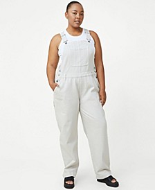 Plus Size Trendy Utility Denim Overall Long Outfit