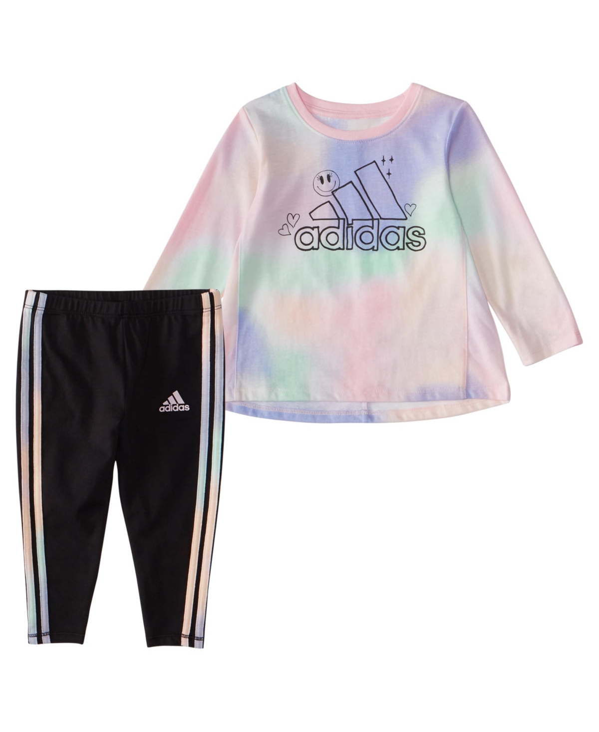 adidas Baby Girls 2-Piece Long Sleeve Gradient Swing T-shirt and Tights Set