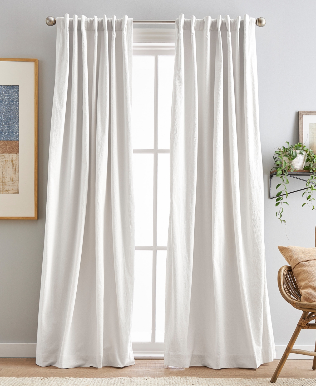 Peri Home Sanctuary Back Tab Lined 2-piece Curtain Panel Set, 50" X 95" In White