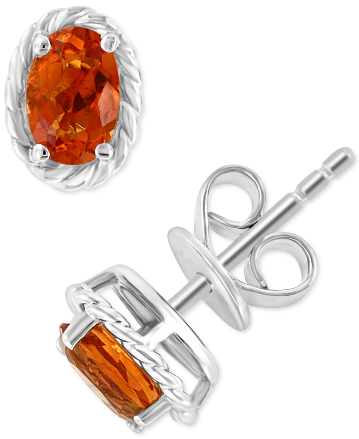 Effy Collection Effy Citrine Oval Rope Framed Stud Earrings 3 4 ct. t.w. in Sterling Silver Citrine Smart Closet