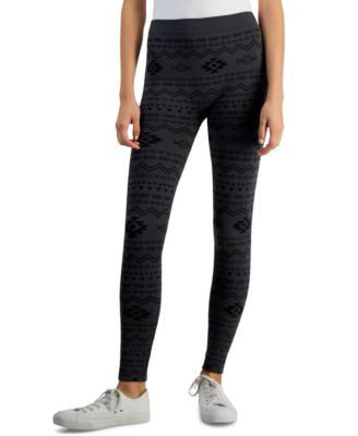 Hippie Rose - Juniors' Patterned Fleece-Lined Leggings