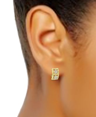Cubic Zirconia Open Rectangle Clip-On Stud Earrings in 18k Gold-Plated Sterling Silver, Created for Macy's