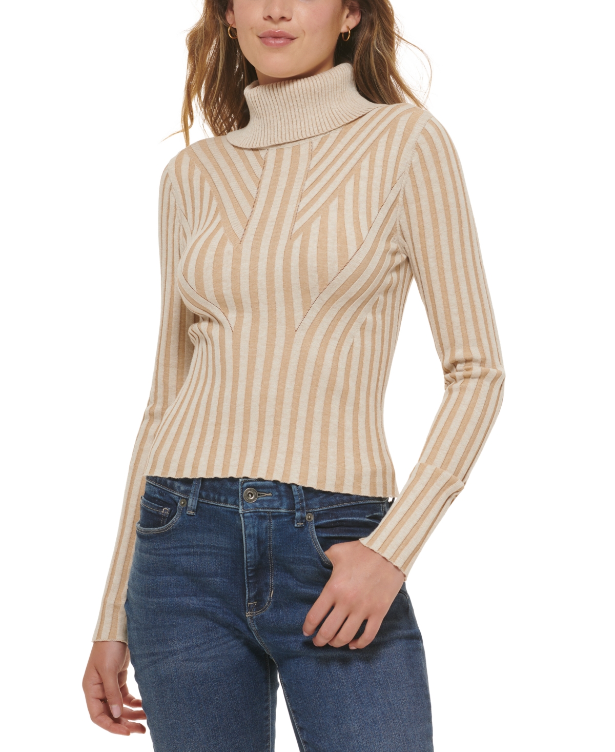 Dkny Jeans Women s Printed Turtleneck Long Sleeve Sweater Smart Closet