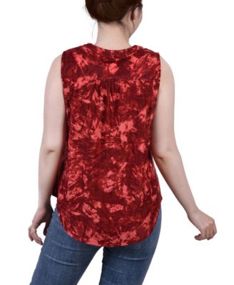Petite Sleeveless Jacquard Y-neck Top