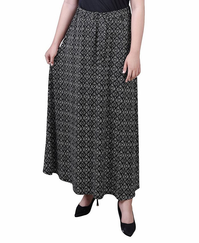 NY Collection Petite Printed Belted Maxi Skirt - Macy's