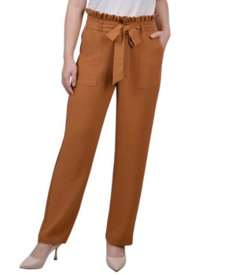 NY Collection Petite Belted Paper Bag Waist Pants Macy s