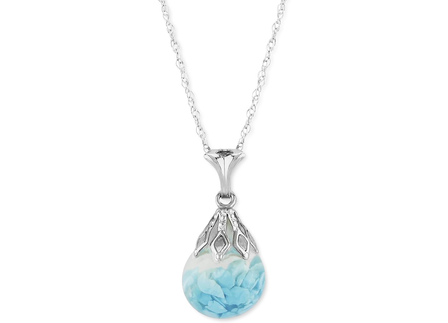 Turquoise Flake Bulb 18" Pendant Necklace in Sterling Silver