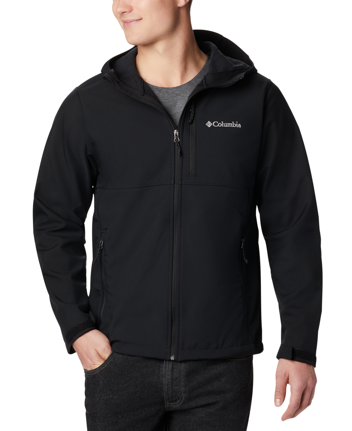 Columbia Men's Ascender Comfort Stretch Water-resistant Hooded Softshell Jacket In Black