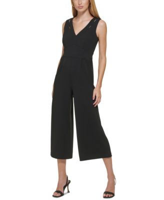 Calvin Klein - Women's V-Neck Flared-Leg Jumpsuit