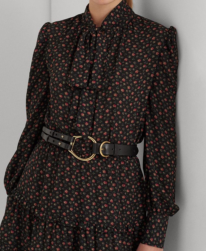 Lauren Ralph Lauren Women's Floral Tie-Neck Georgette Dress - Macy's