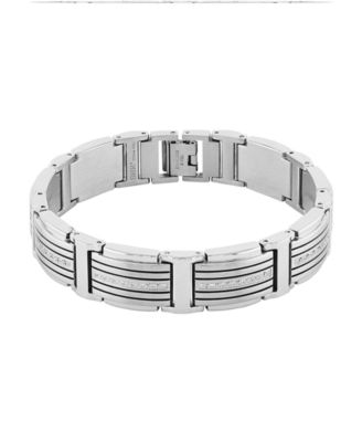 Macy's - Men's Diamond (1/4 ct. t.w.) Bracelet in Stainless Steel