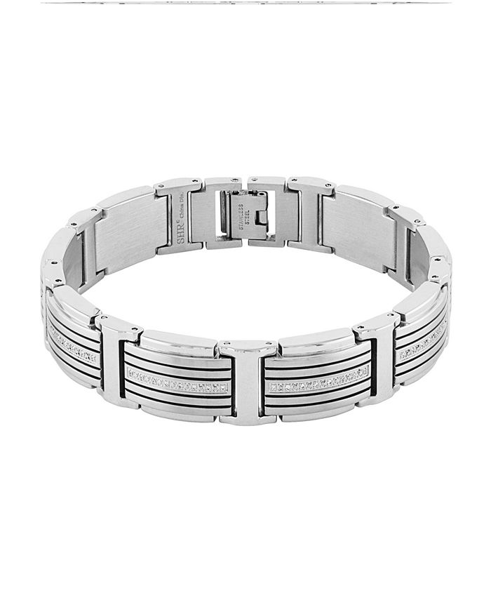 Macy's Men's Diamond (1/4 ct. t.w.) Bracelet in Stainless Steel Macy's