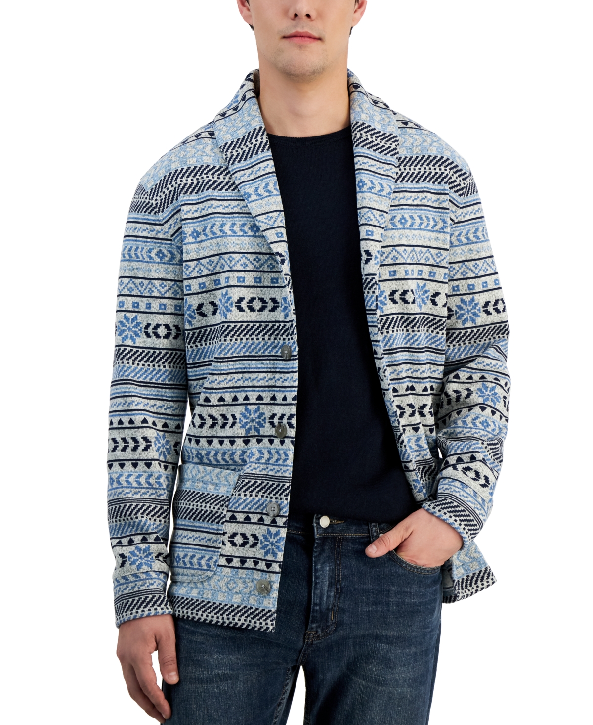 Club Room Men's Classic-fit Fair Isle Sweater Fleece Cardigan