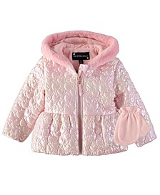 S. Rothschild Toddler Girls Quilted Parka with Mittens Jacket