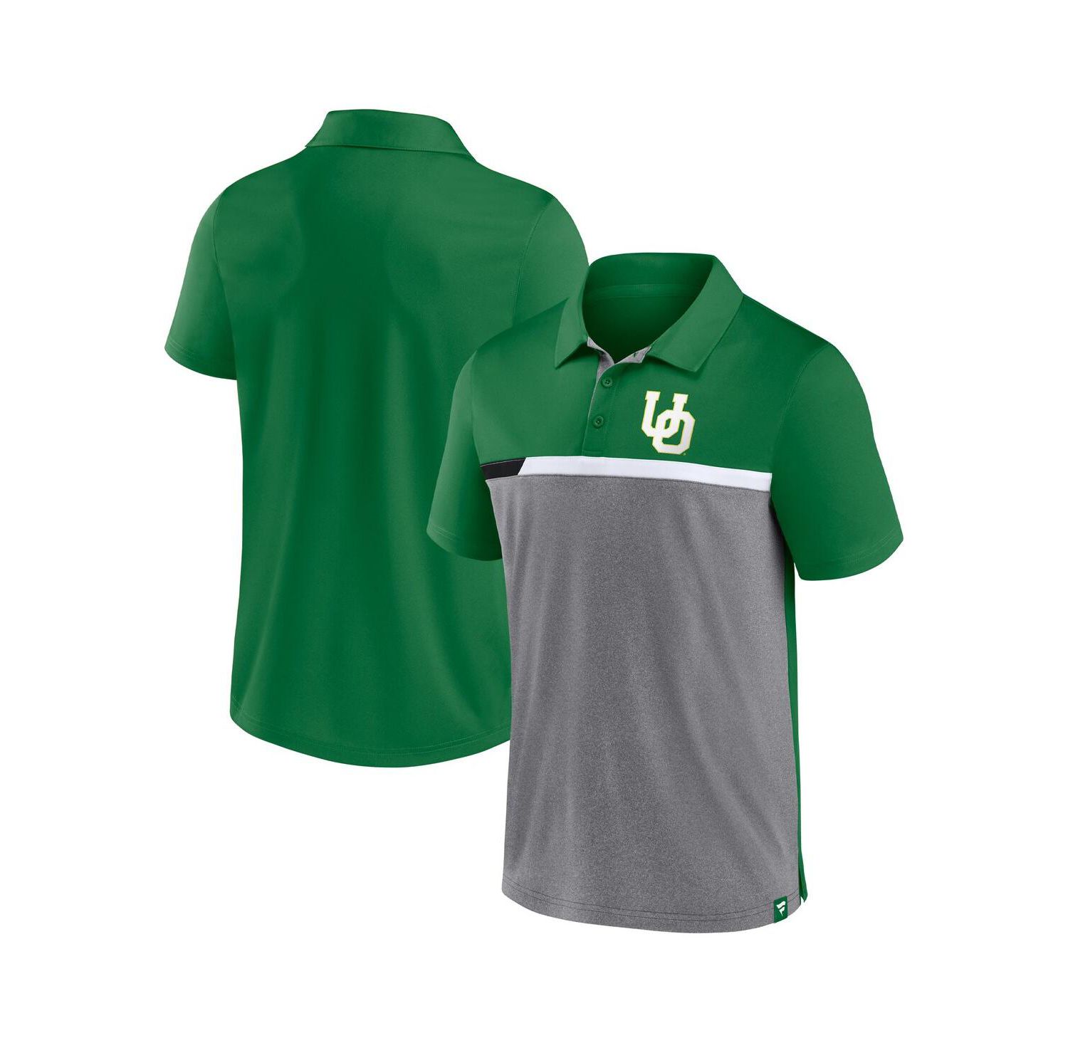 Men's Green and Heathered Gray Oregon Ducks Split Block Color Block Polo Shirt