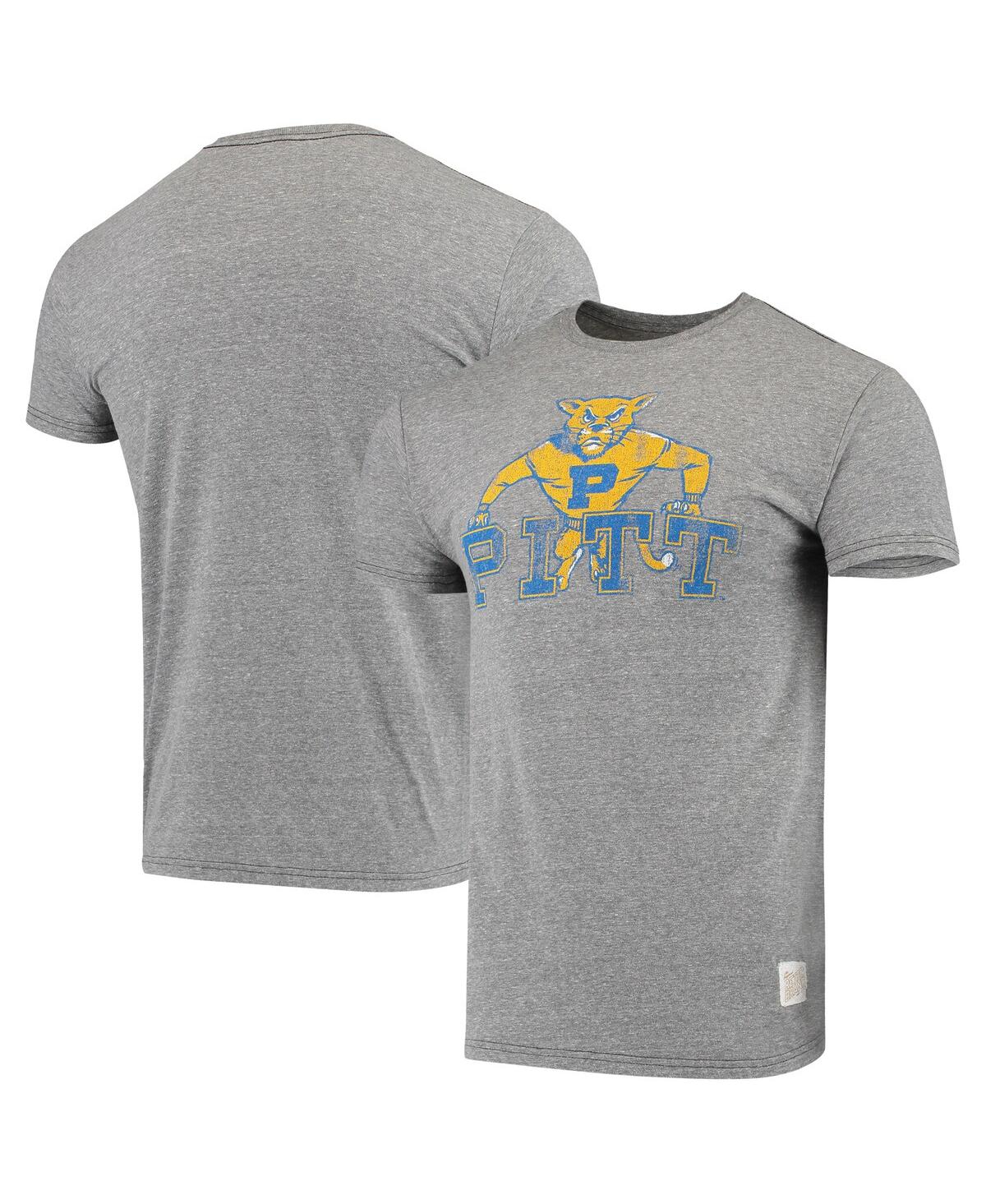 Men's Original Retro Brand Heathered Gray Pitt Panthers Team Vintage-Like Tri-Blend T-shirt - Heathered Gray