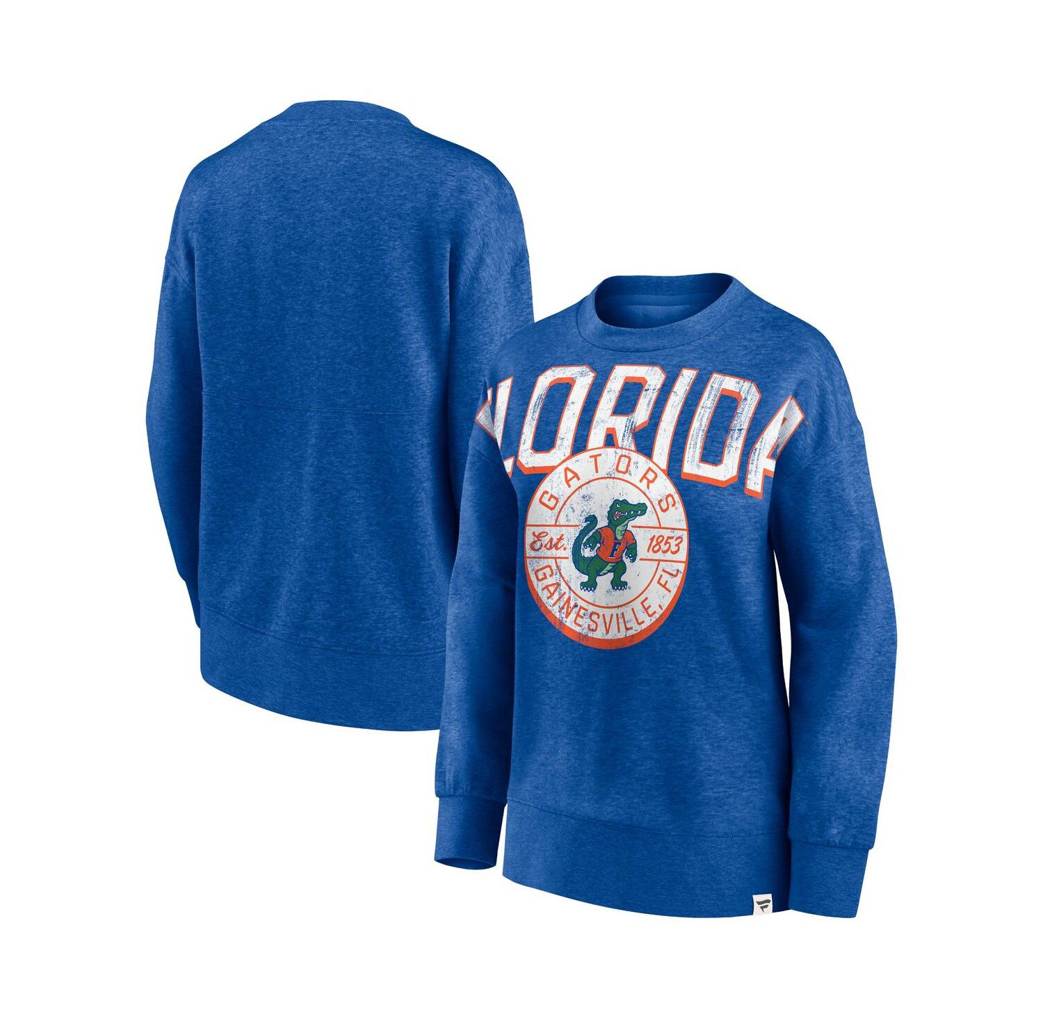 Women's Heathered Royal Florida Gators Jump Distribution Pullover Sweatshirt