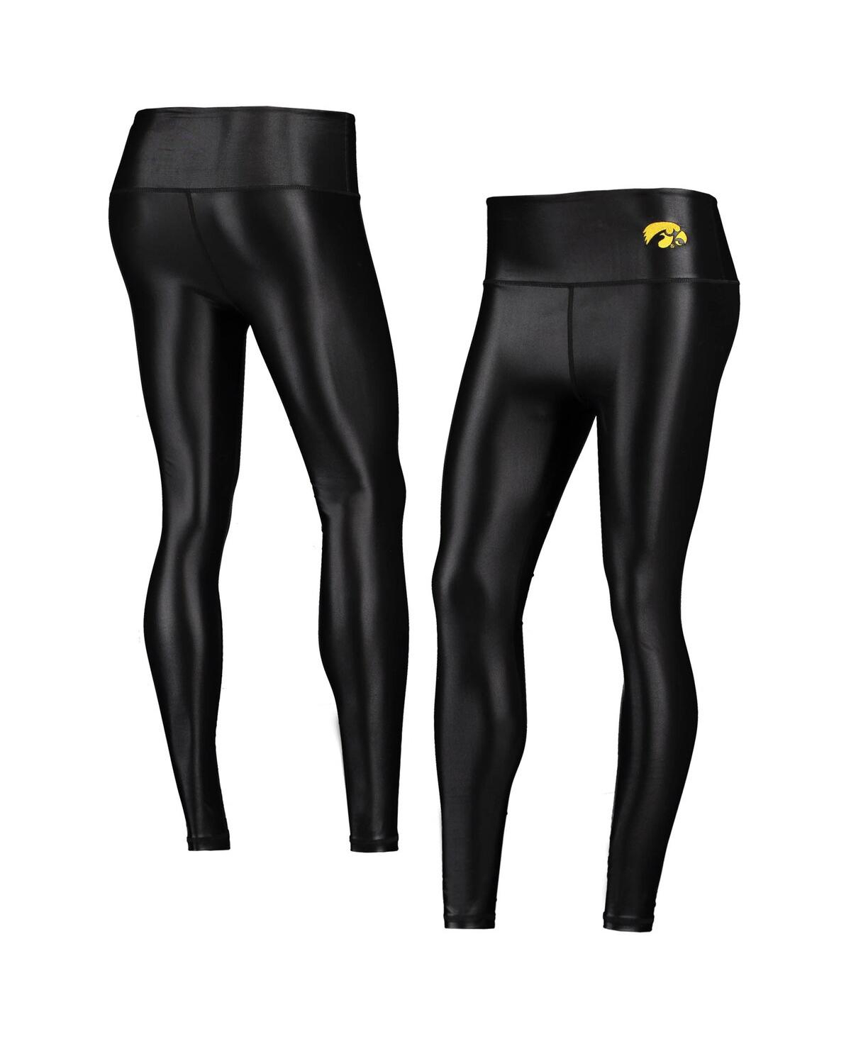 Women's ZooZatz Black Iowa Hawkeyes Shine Liquid Leggings - Black