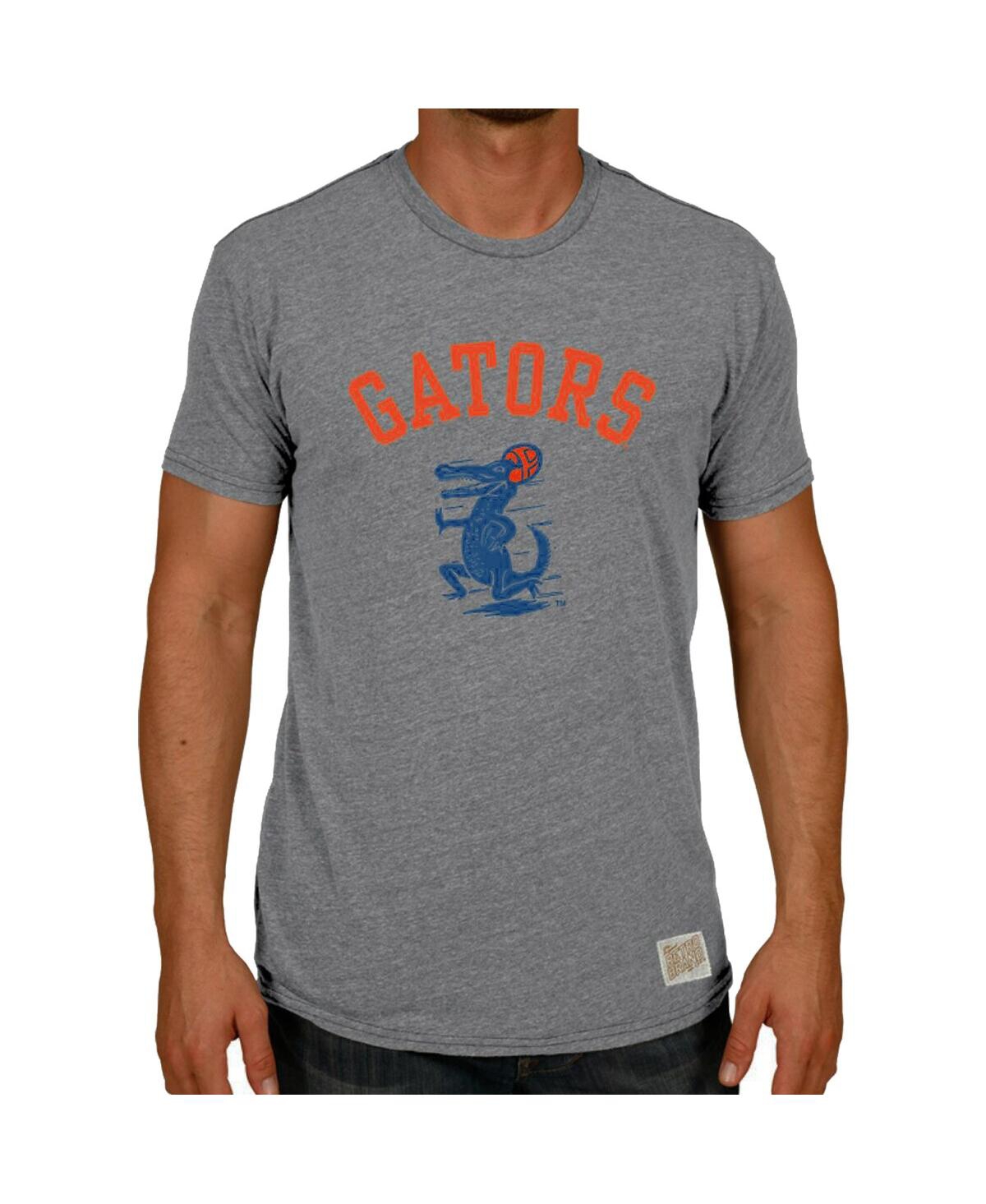 Men's Original Retro Brand Heather Gray Florida Gators Vintage-Like Football Gator Tri-Blend T-shirt - Heather Gray