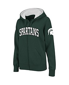 Women's Green Michigan State Spartans Arched Name Full-Zip Hoodie