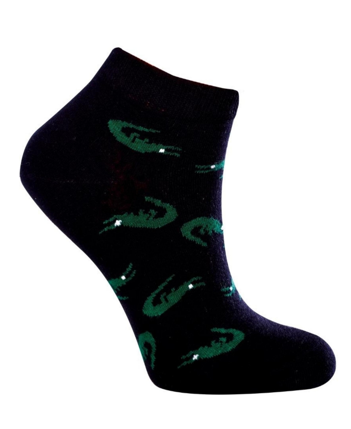 Women's Alligator W-Cotton Novelty Ankle Socks with Seamless Toe, Pack of 1 - Black