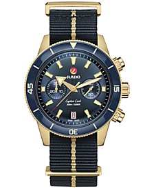 Men's Swiss Automatic Chronograph Captain Cook Blue NATO Strap Watch 43mm