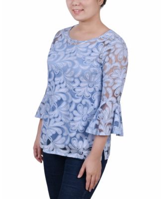 Petite Burnout Bell-Sleeve Top