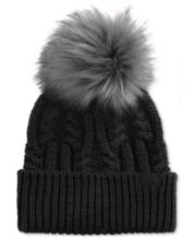 Women's Ribbed Furry Pom Pom Hat