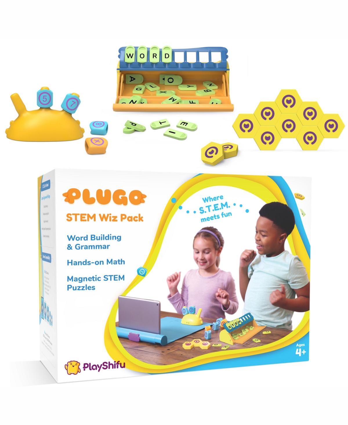 Playshifu Kids' Plugo Stem Wiz Pack With Letters, Link And Count In Open Misce