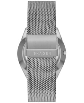 Men's Grenen Solar Powered Charcoal-Tone Stainless Steel Mesh Watch 37mm