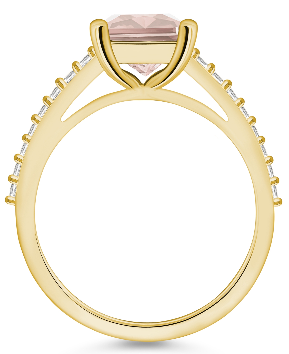 Macy's(3 ct. t.w.) and Diamond (1/4 ct. t.w.) Ring in 14K Rose Gold - Morganite