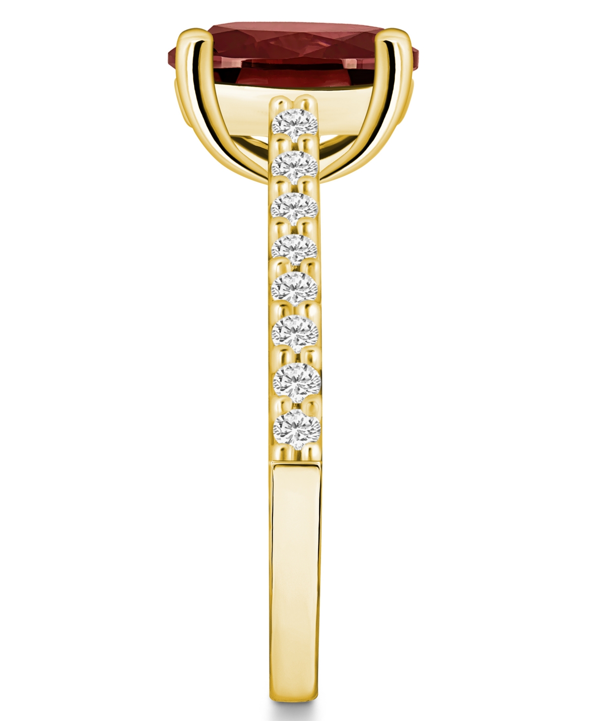 Macy's(3-1/10 ct. t.w.) and Diamond (1/4 ct. t.w.) Ring in 14K Yellow Gold - Garnet