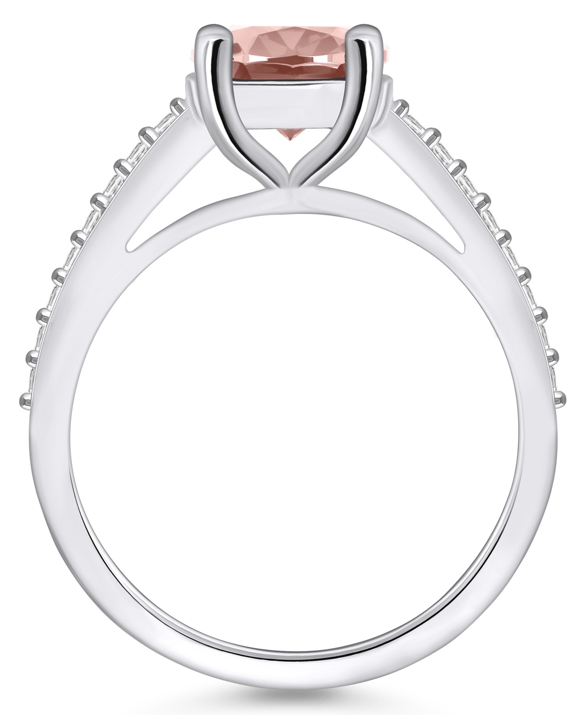 Macy's(2-1/2 ct. t.w.) and Diamond (1/4 ct. t.w.) Ring in 14K White Gold - Morganite