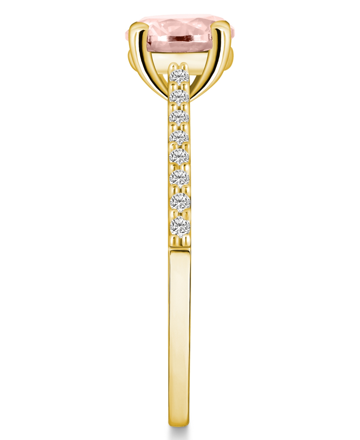 Macy's(1-1/4 ct. t.w.) and Diamond (1/6 ct. t.w.) Ring in 14K Yellow Gold - Morganite
