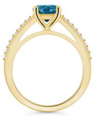 London Blue Topaz (1-5/8 ct. t.w.) and Diamond (1/6 ct. t.w.) Ring in 14K Yellow Gold