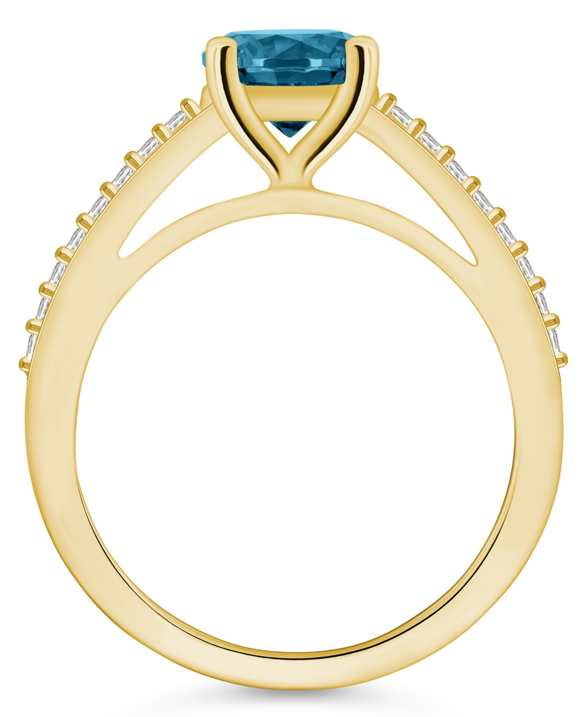 Macy's(1-5/8 ct. t.w.) and Diamond (1/6 ct. t.w.) Ring in 14K Yellow Gold - London Blue Topaz
