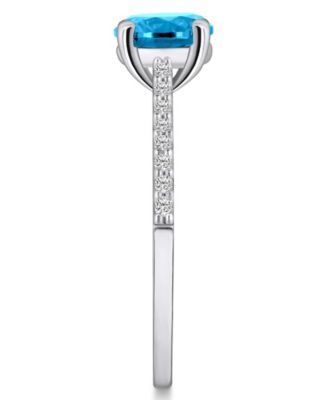 Blue Topaz (1-5/8 ct. t.w.) and Diamond (1/6 ct. t.w.) Ring in 14K White Gold