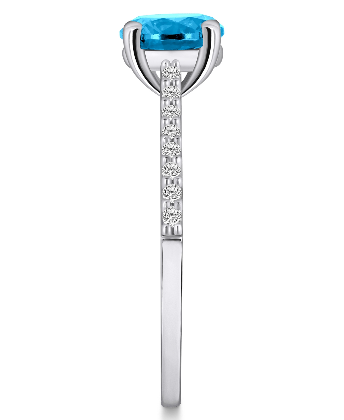 Macy's(1-5/8 ct. t.w.) and Diamond (1/6 ct. t.w.) Ring in 14K White Gold - Blue Topaz