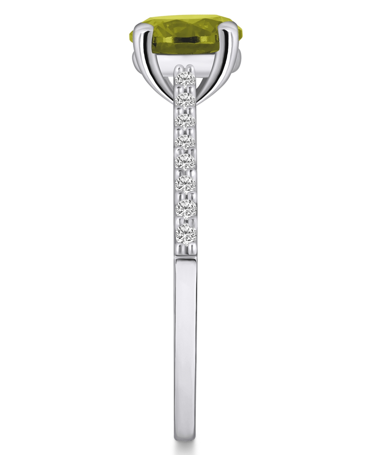 Macy's(1-1/2 ct. t.w.) and Diamond (1/6 ct. t.w.) Ring in 14K White Gold - Peridot